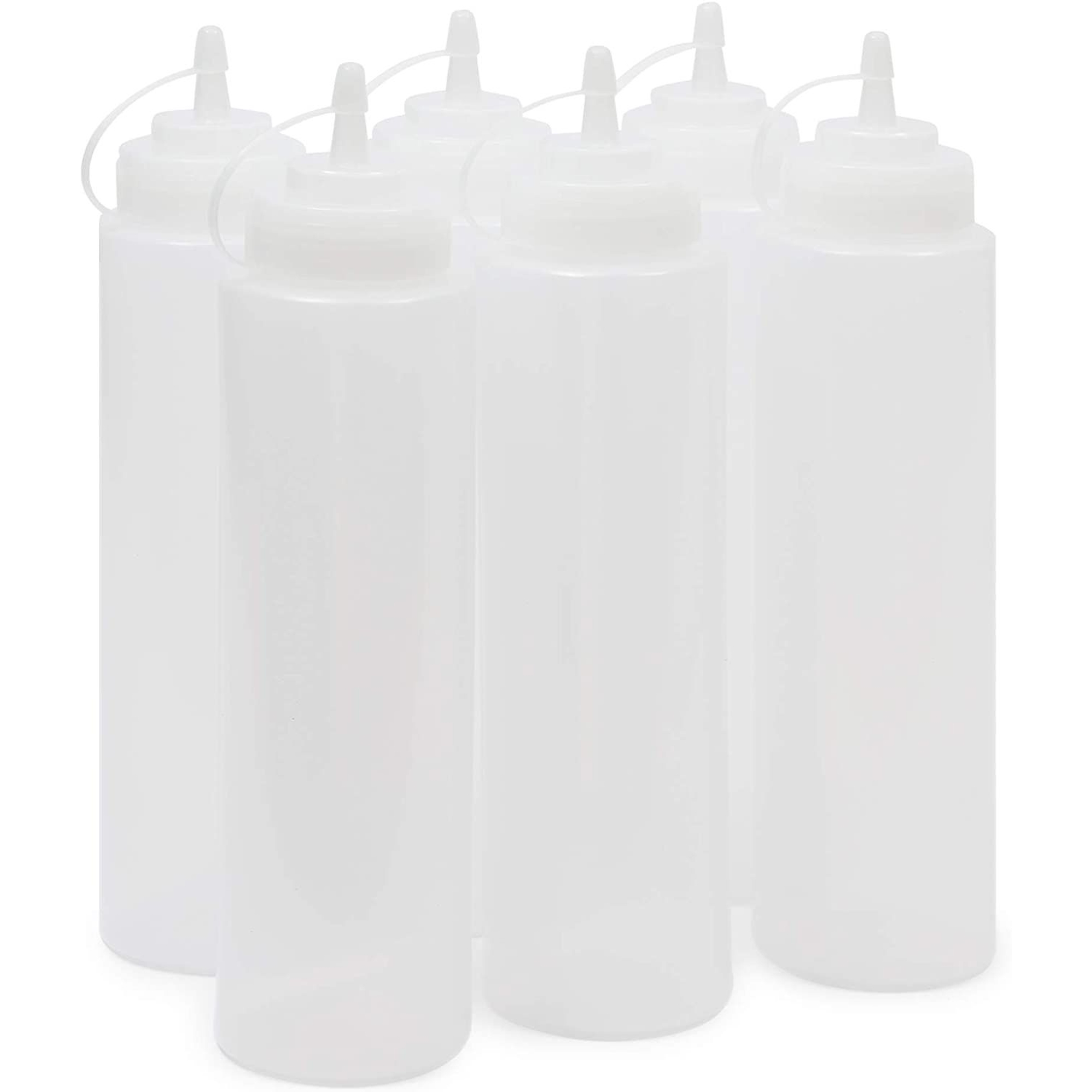 6 Pack 24 oz Plastic Condiment Squeeze Bottles with Caps, Empty